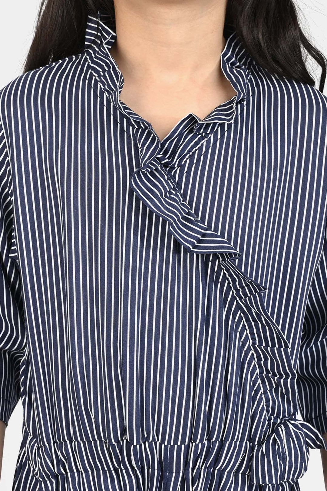Girls Cotton Viscose Jumpsuit Blue Stripes