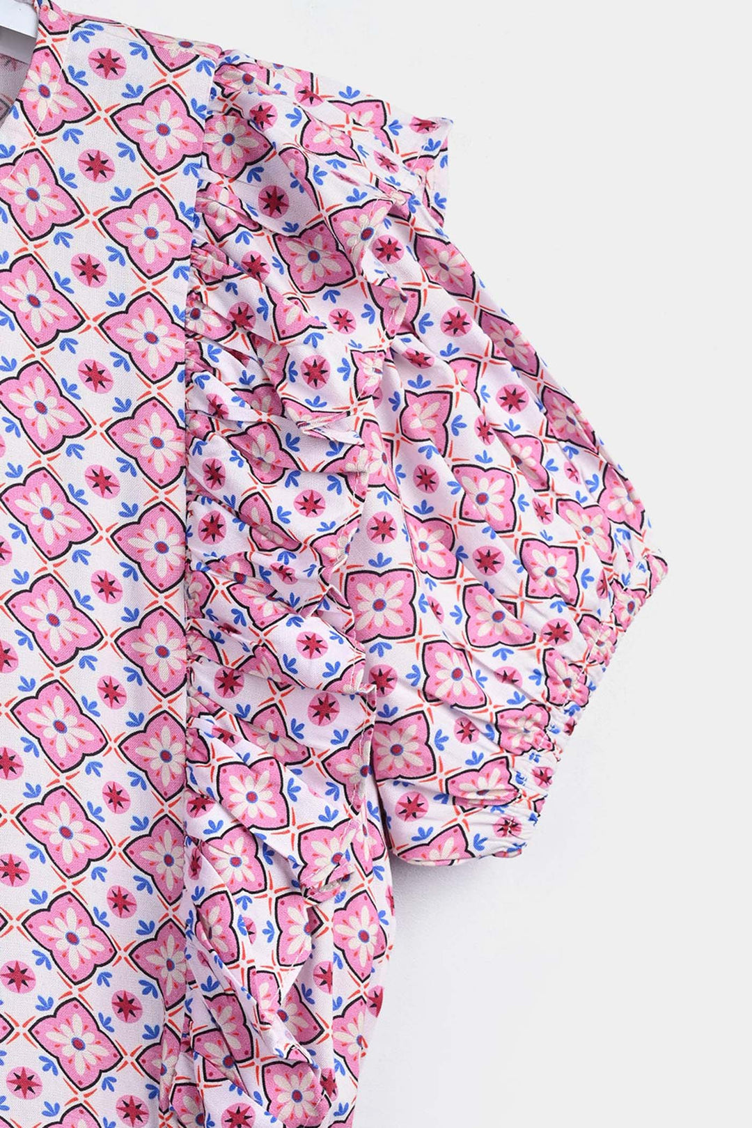 Girls Cotton Viscose Jumpsuit Cape Sleeve-Pink