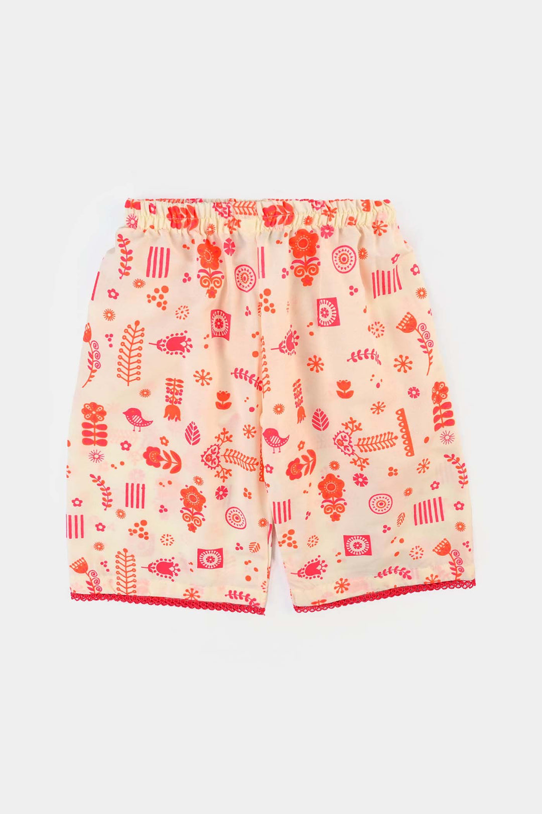 Infant Girls poly cambric Printed 2Pcs Little Doodles-Cream
