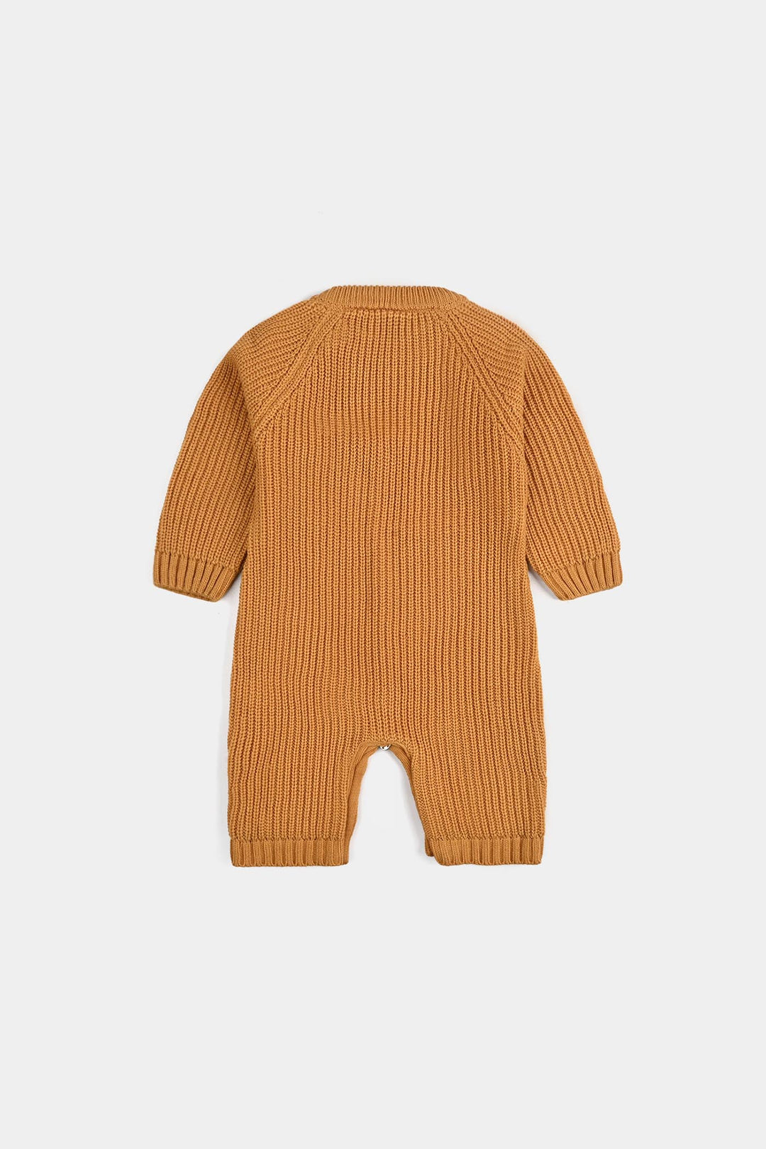 Infant Boys Acrylic Romper W/Cap-Bold Cable-Mustard