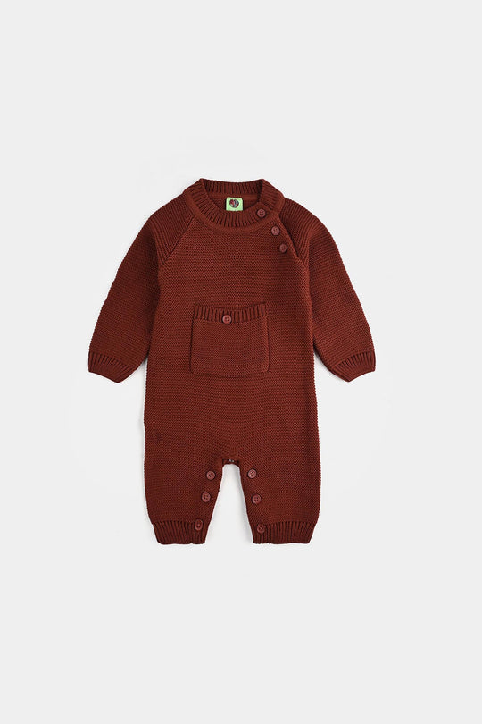 Infant Boys Acrylic Romper-Pocket-D.Rust