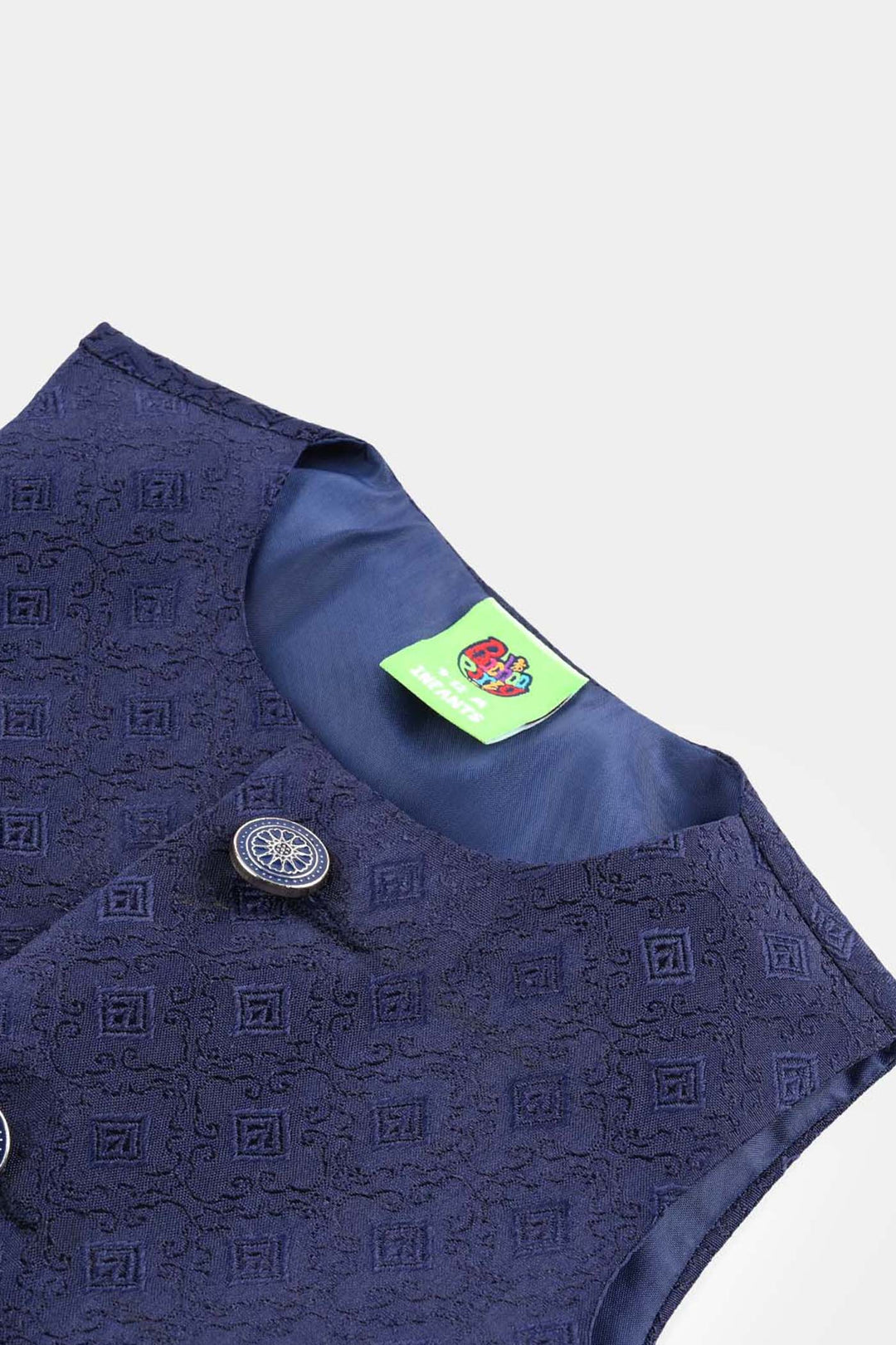 Infant Boys Poly Viscose Waistcoat (Self Textured)-NAVY