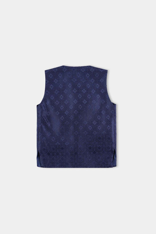 Infant Boys Poly Viscose Waistcoat (Self Textured)-NAVY