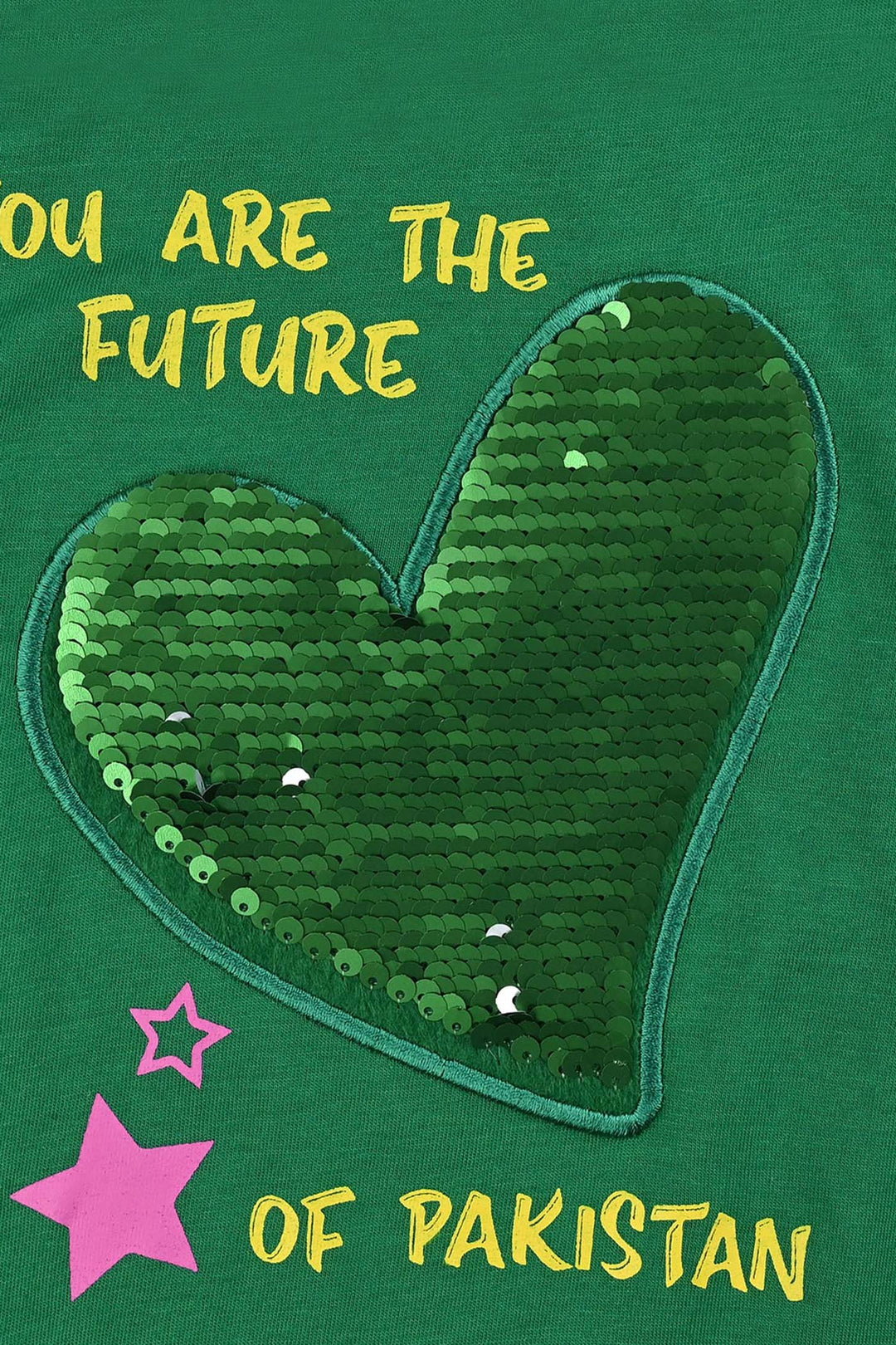 Girls Poly Cotton Jersey T-Shirt H/S SHINING HEART-Joly Green