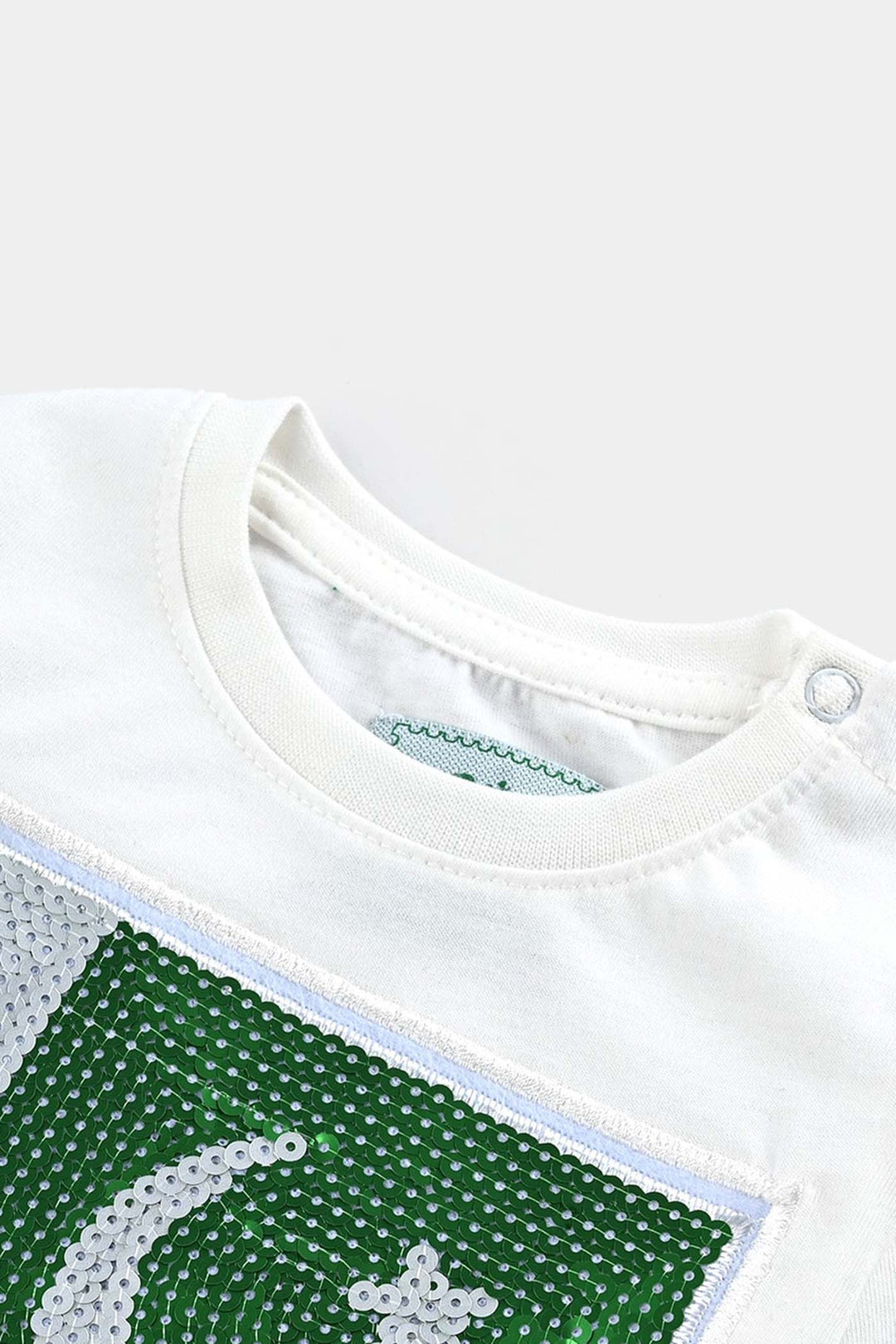 Infant Unisex Poly Cotton Jersey T-Shirt SEQUINS FLAG-Joly Green