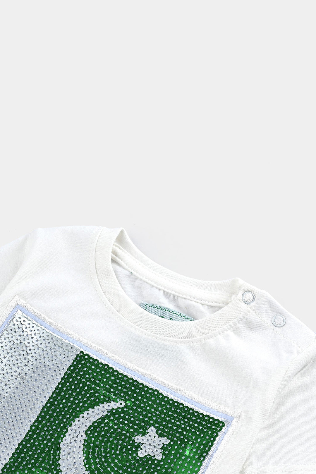 Infant Boys Poly Cotton Jersey T-Shirt SEQUINS FLAG-Snow White