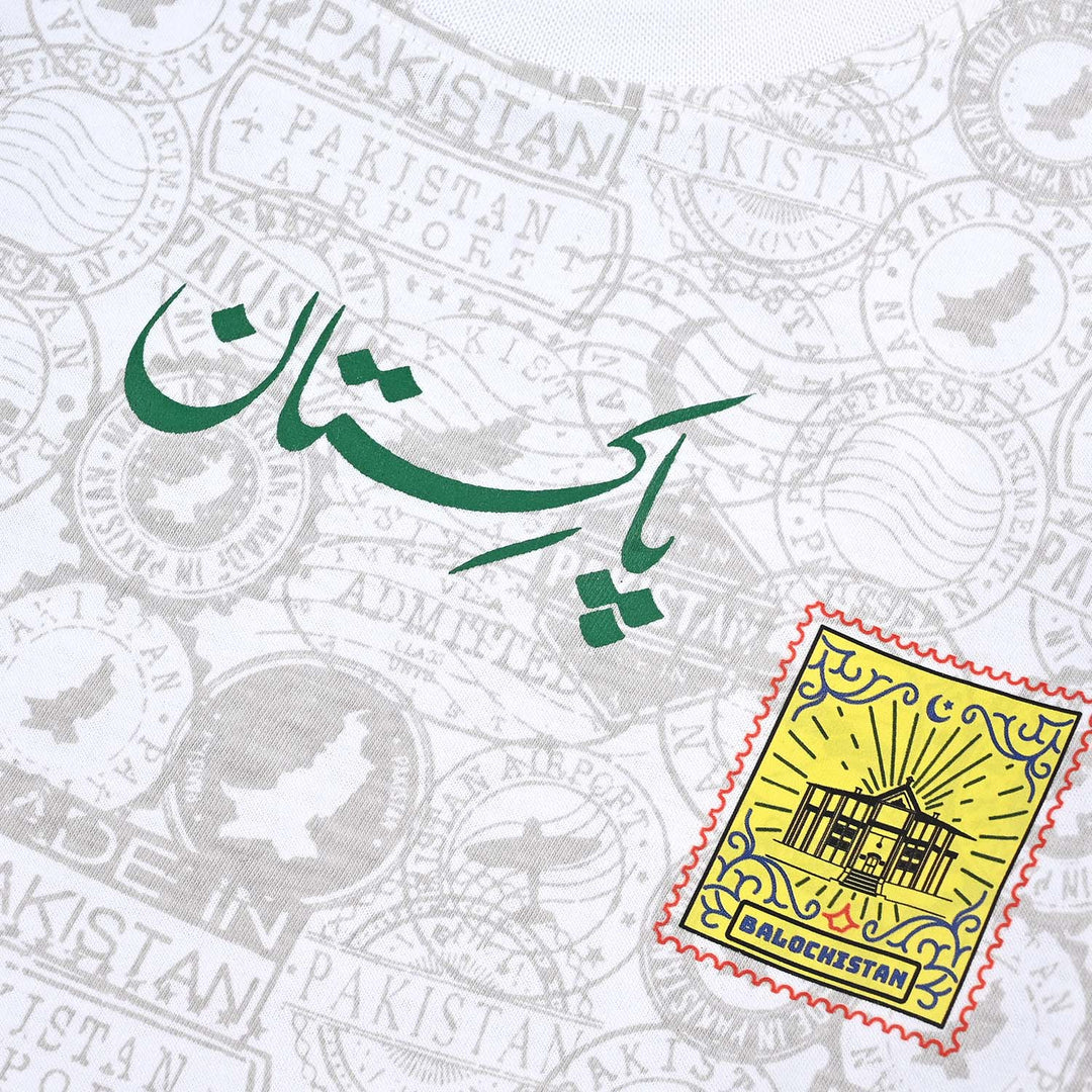 Boys Poly Cotton Jersey T-Shirt H/S STAMPS OF Globe-Snow White