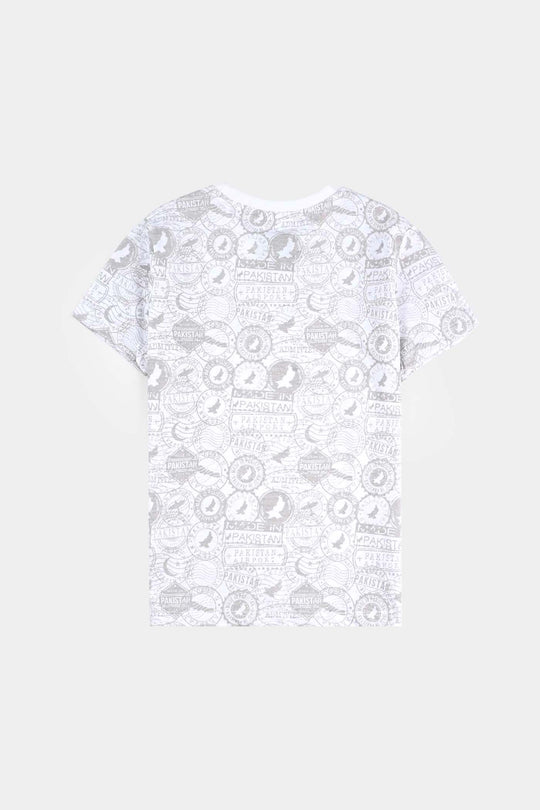 Boys Poly Cotton Jersey T-Shirt H/S STAMPS OF Globe-Snow White