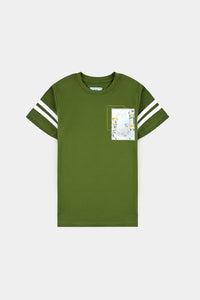 Boys Poly Cotton Jersey Arz-e-Pakistan T-Shirt - Olive Green