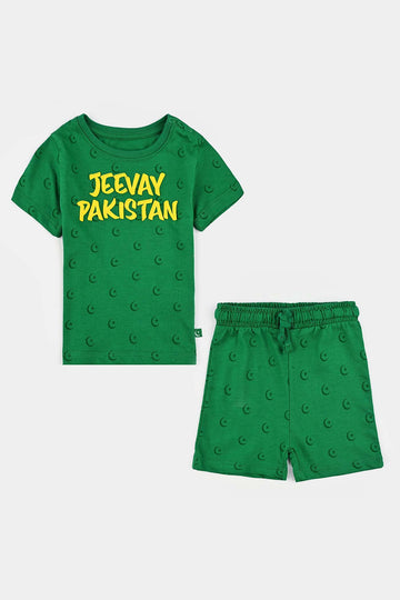 Infant Boys Poly Cotton Jersey Jeevay Pakistan Suit – Green