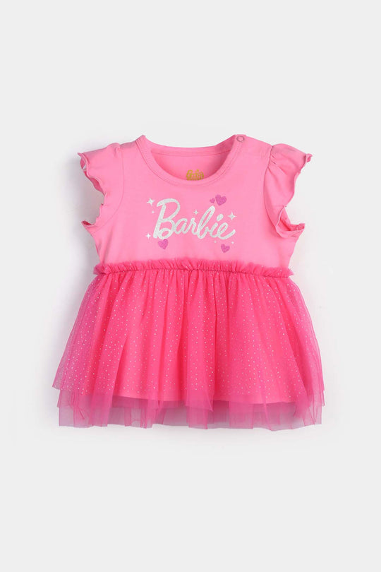 Infant Girls Lycra Jersey Frock-PINK