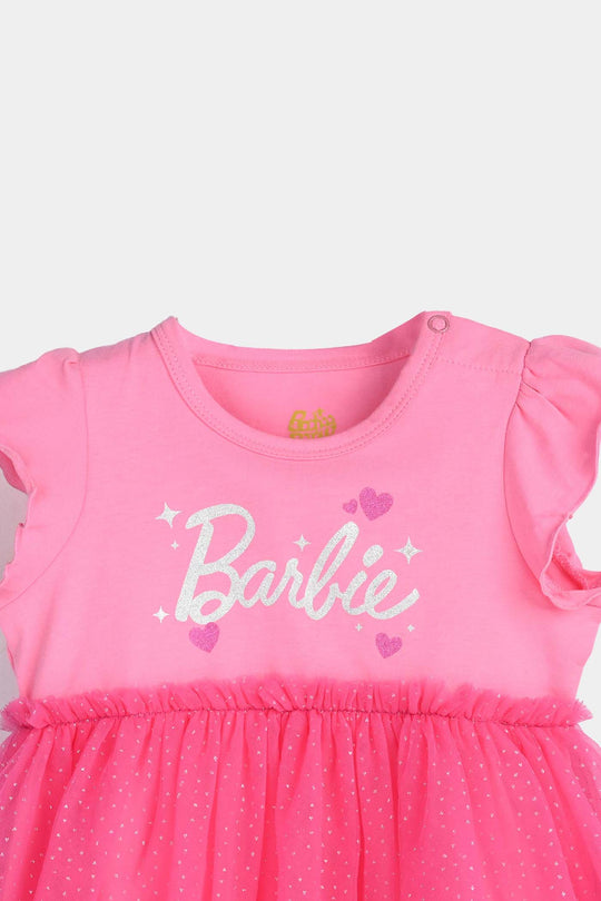 Infant Girls Lycra Jersey Frock-PINK