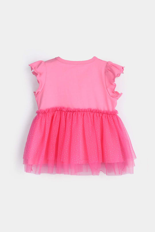 Infant Girls Lycra Jersey Frock-PINK