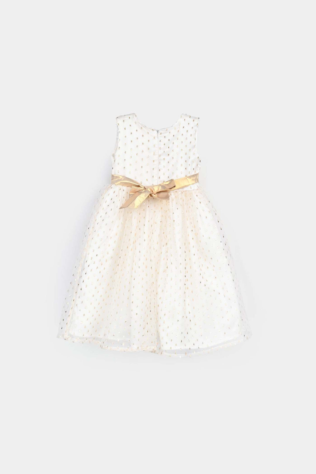 Girls Organza Fancy Frock Grace-White Gold
