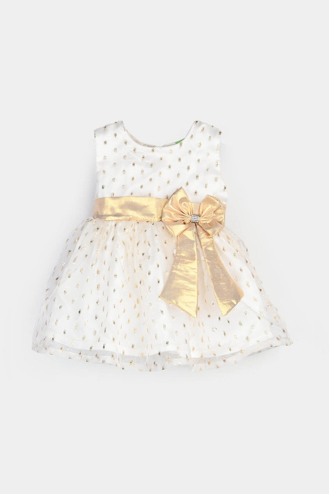 Infant Girls Organza Frock Grace-White.Gold