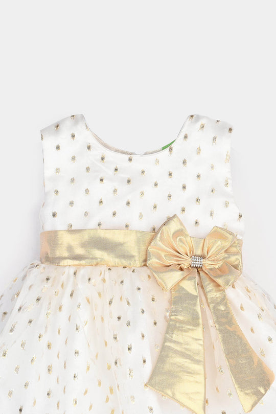 Infant Girls Organza Frock Grace-White.Gold