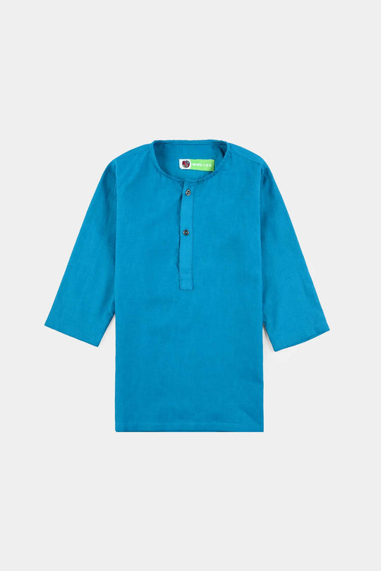 Infant Boys Jacquard Printed Kurta (Self Print)-T.Green