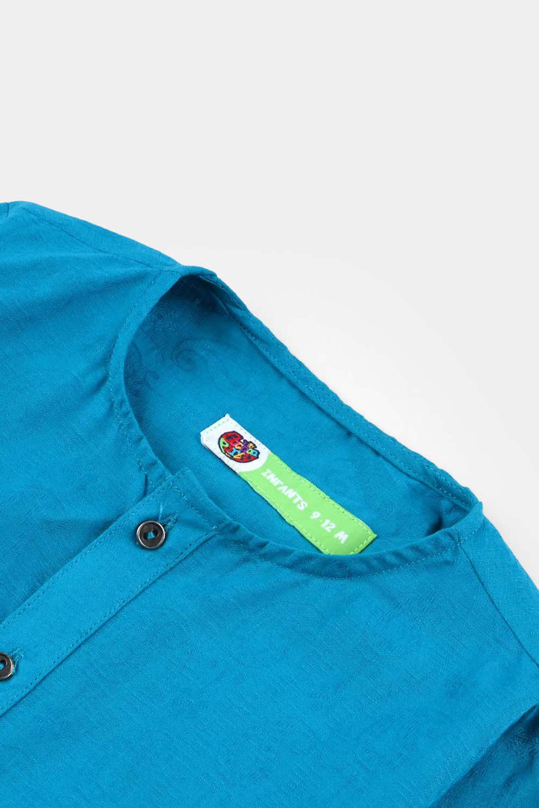 Infant Boys Jacquard Printed Kurta (Self Print)-T.Green