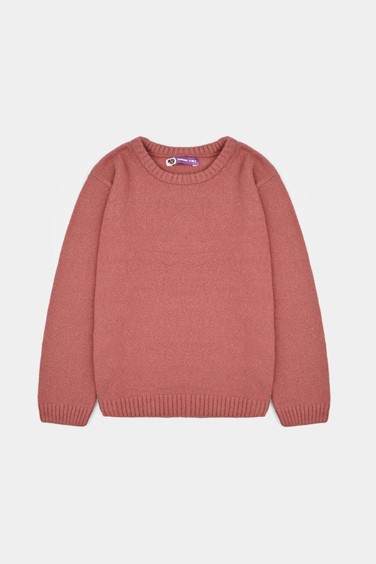 Girls Feather yarn Sweater-Coral Pink