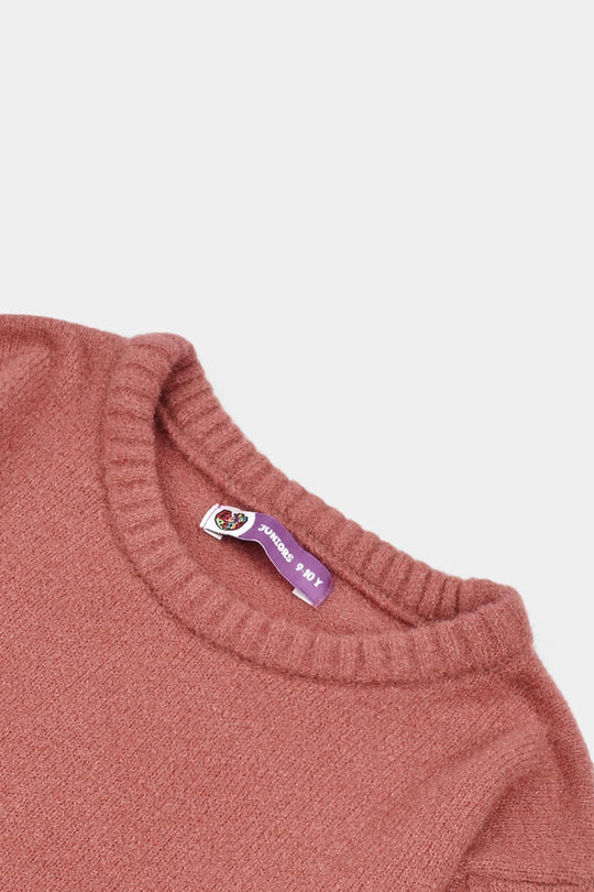 Girls Feather yarn Sweater-Coral Pink