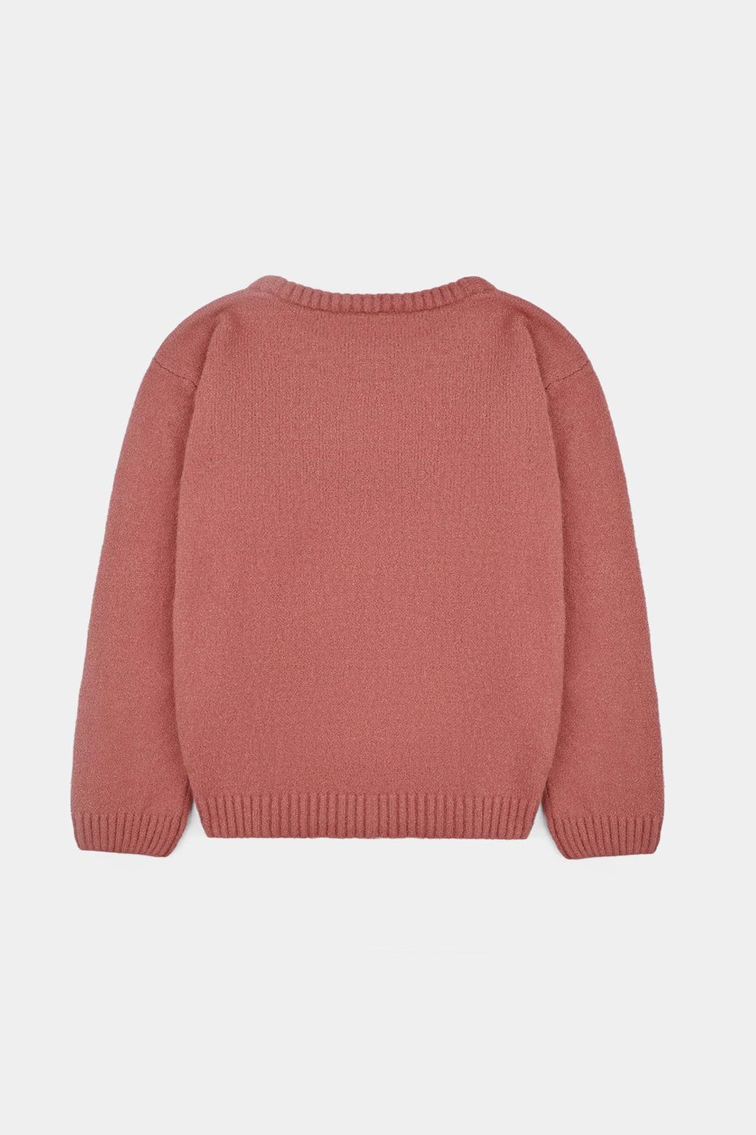 Girls Feather yarn Sweater-Coral Pink