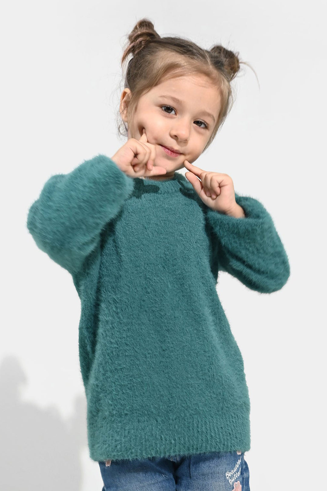 Girls Feather yarn Sweater-Mint.Blue