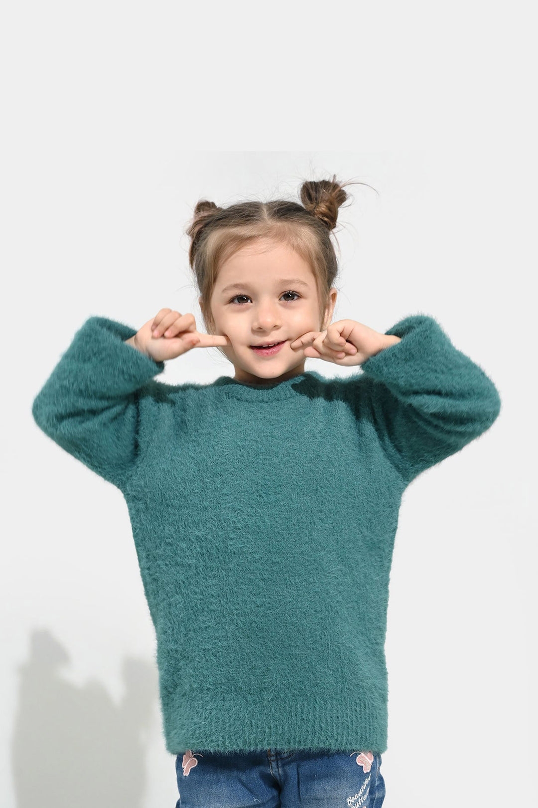 Girls Feather yarn Sweater-Mint.Blue
