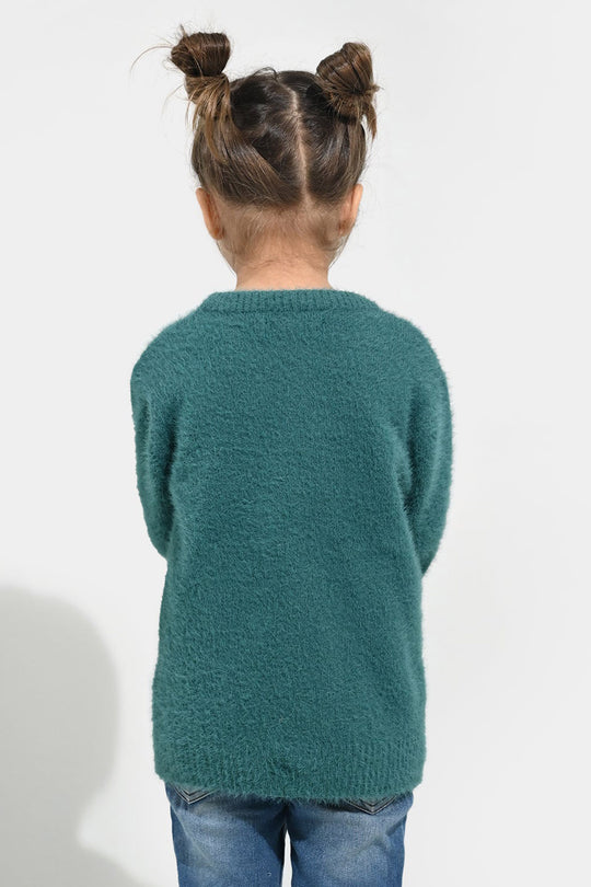 Girls Feather yarn Sweater-Mint.Blue