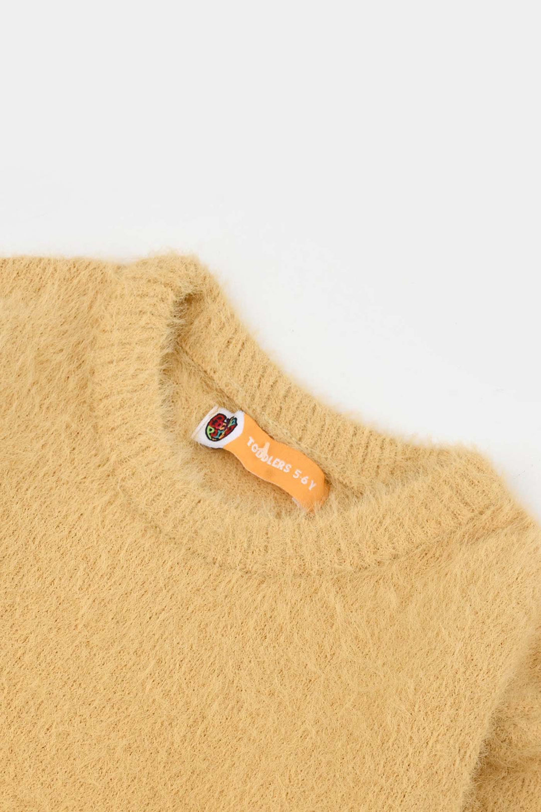 Girls Feather yarn Sweater-Lemon