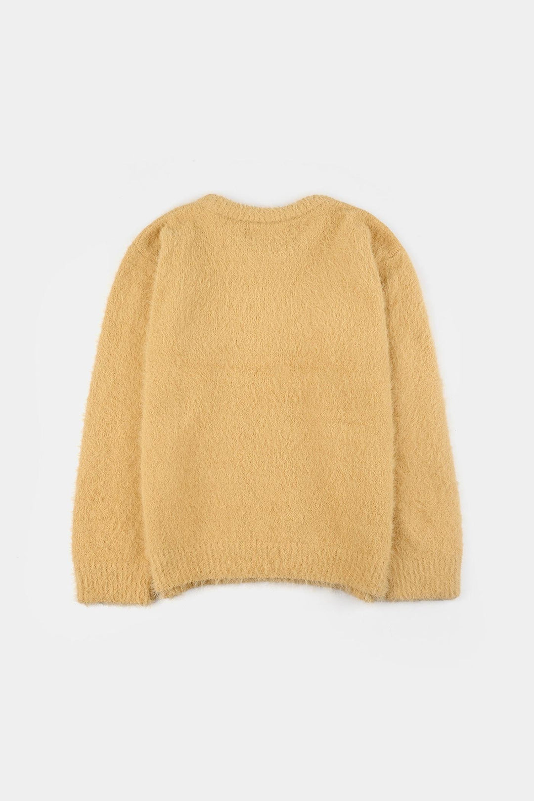 Girls Feather yarn Sweater-Lemon