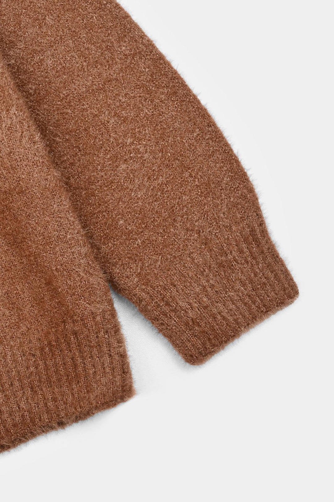 Girls Feather yarn Sweater-BROWN