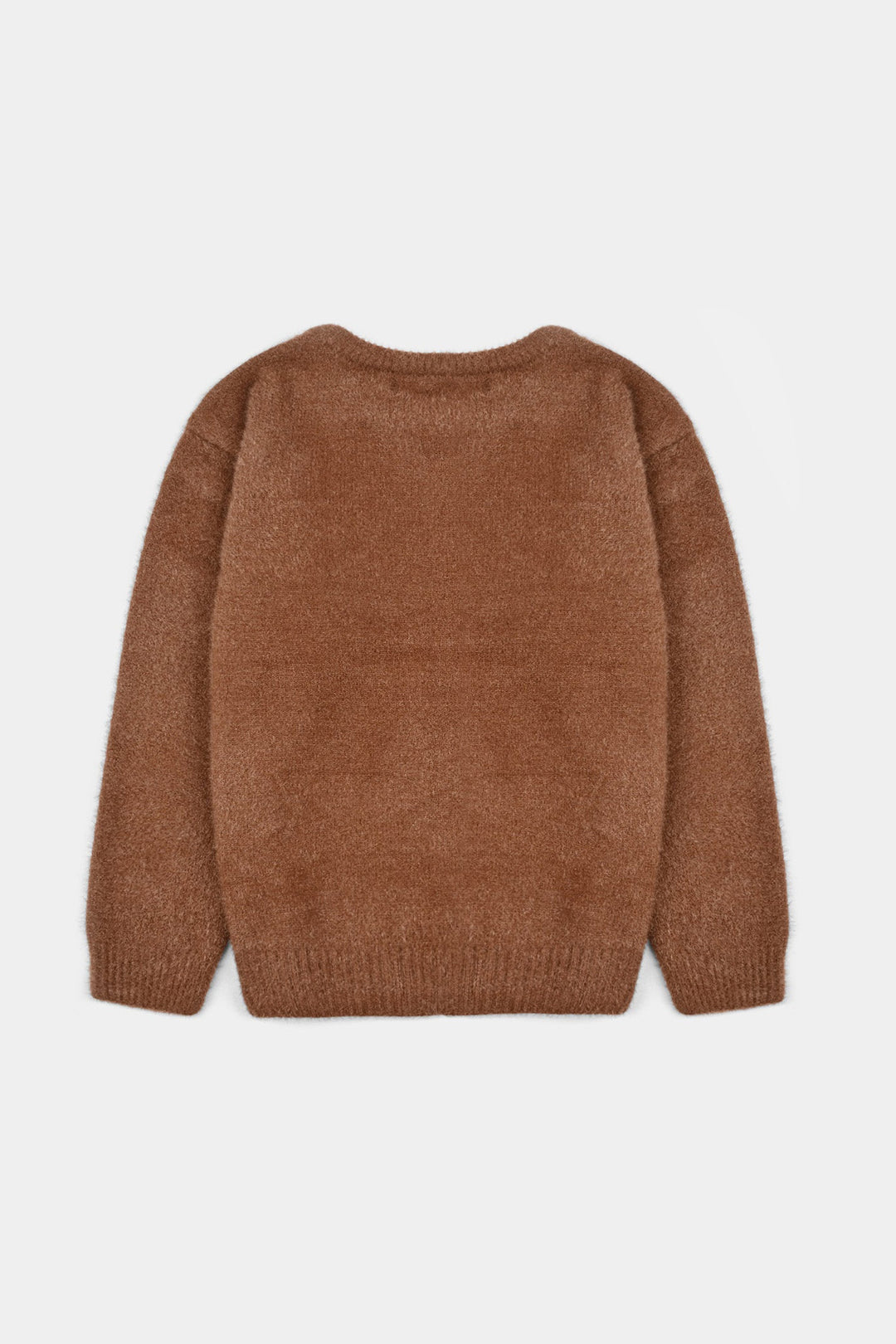 Girls Feather yarn Sweater-BROWN