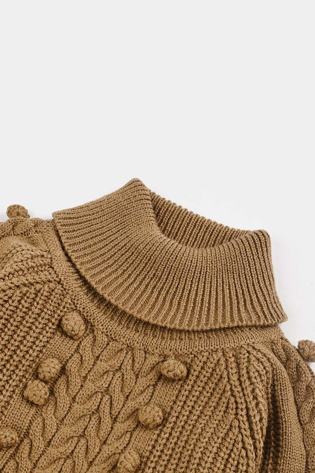 Girls Acrylic Sweater-Pom Pom -Light Brown