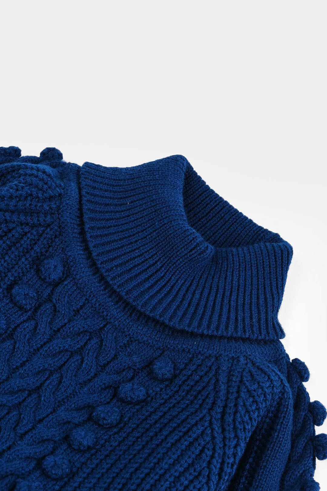 Girls Acrylic Sweater-Pom Pom-Teal.Blue