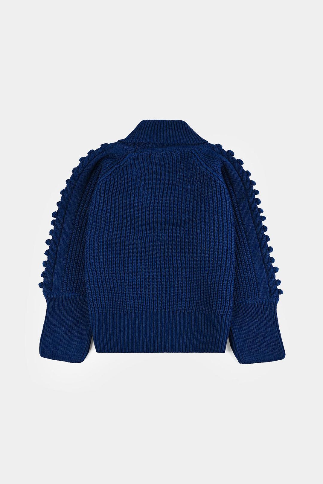 Girls Acrylic Sweater-Pom Pom-Teal.Blue