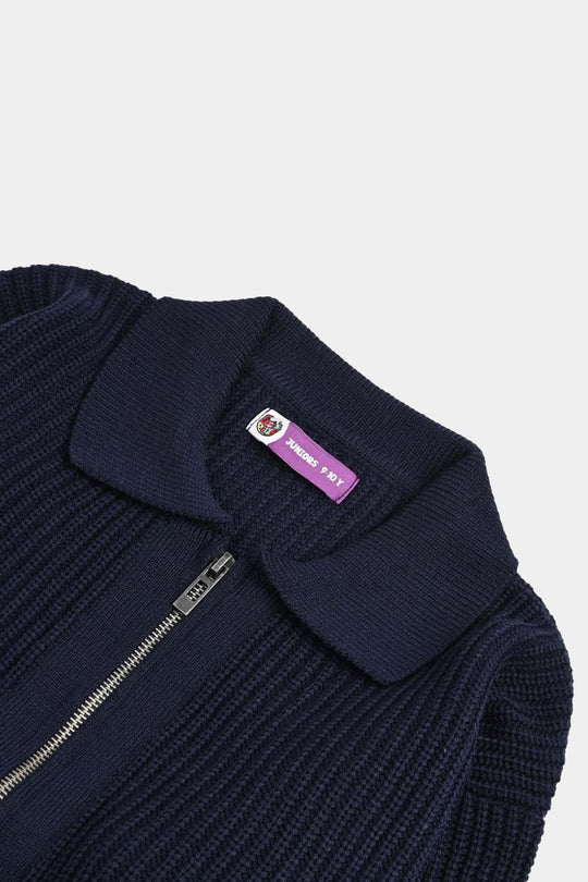 Girls Acrylic Sweater-Zipper-Teal.Blue