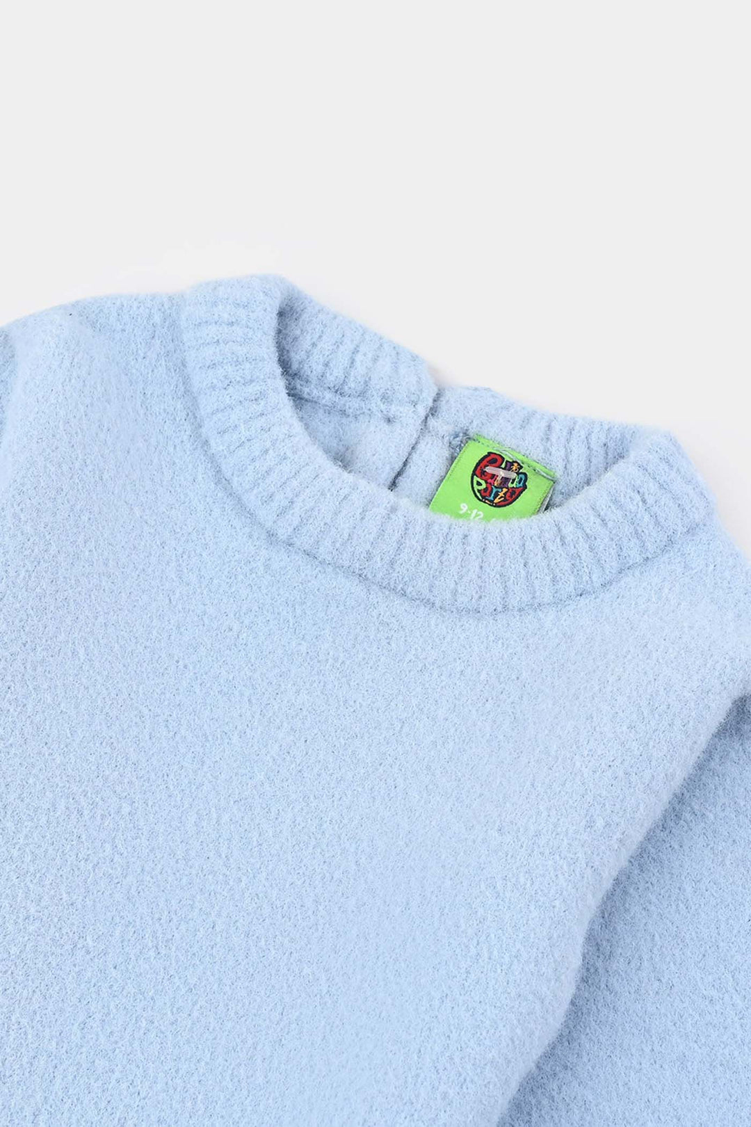 Infant Girls Feather yarn Sweater-Light Blue