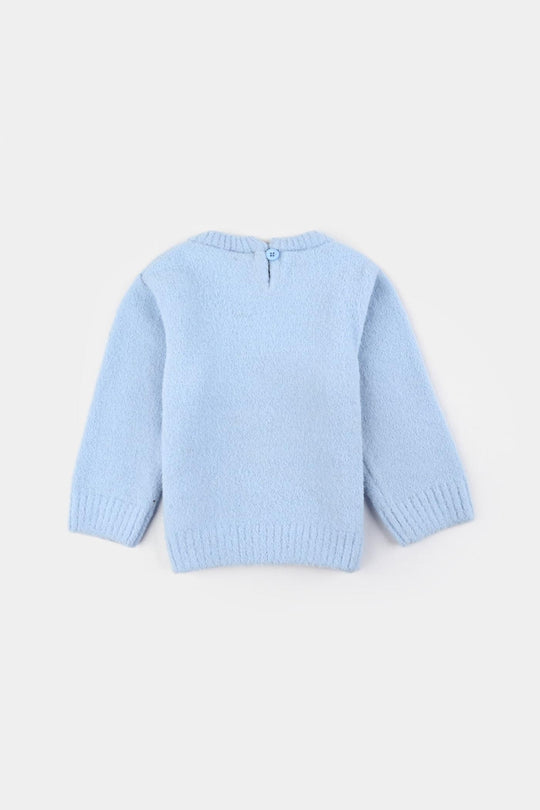 Infant Girls Feather yarn Sweater-Light Blue