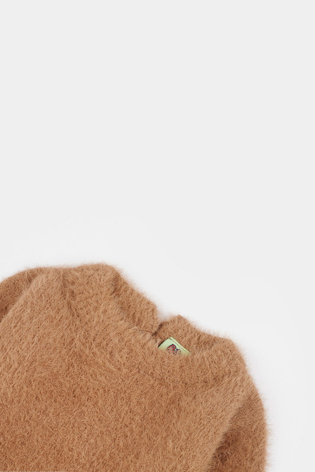 Infant Girls Feather yarn Sweater-Feather- Brown