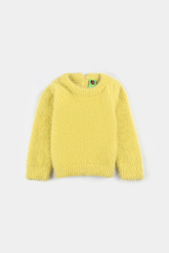 Infant Girls Feather yarn Sweater-Yellow