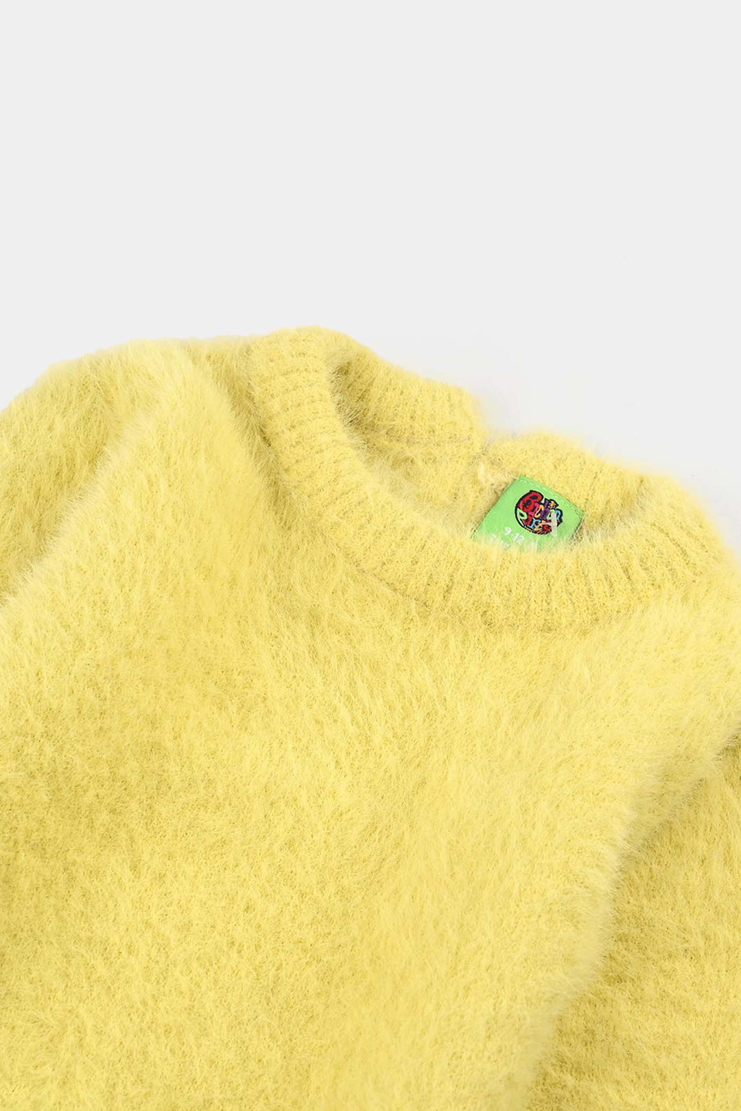 Infant Girls Feather yarn Sweater-Yellow
