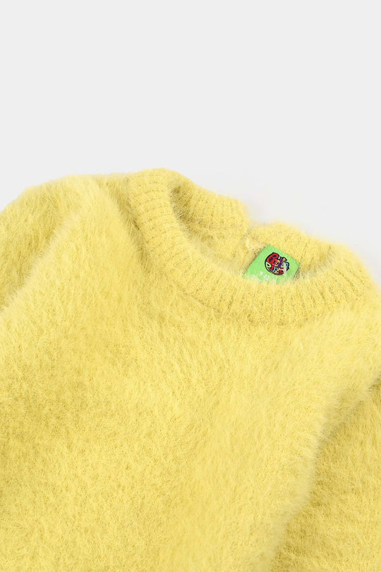 Infant Girls Feather yarn Sweater-Yellow