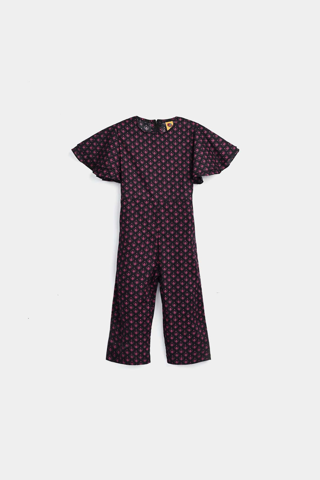 Girls Cotton Poplin Jumpsuit Pink Fauna-Multi