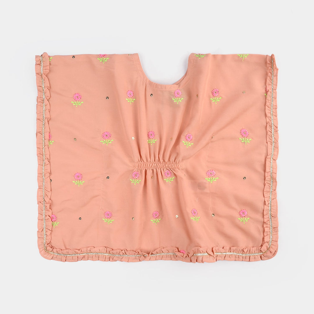 Infant Girls Poly Cambric Fancy 2 Pcs Flowers-Peach