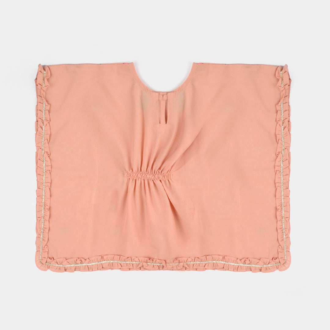 Infant Girls Poly Cambric Fancy 2 Pcs Flowers-Peach