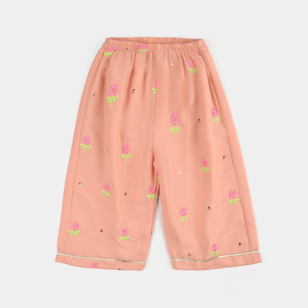 Infant Girls Poly Cambric Fancy 2 Pcs Flowers-Peach
