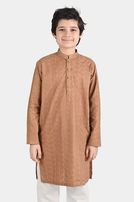 Boys Chicken Kari Kurta-BEIGE