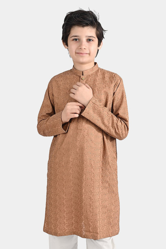Boys Chicken Kari Kurta-BEIGE