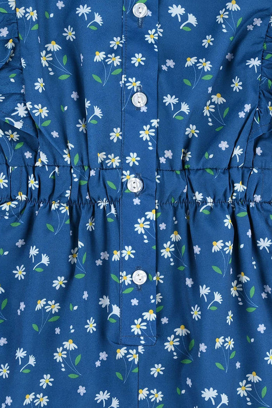 Girls Poly Mesh Jump Suit Blue Bell-Multi