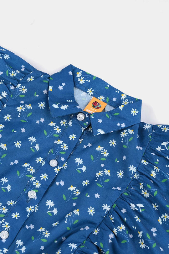 Girls Poly Mesh Jump Suit Blue Bell-Multi